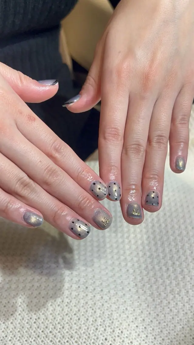 ネイル ドット マグネットネイル リボン Harp Nail ことみ🌺💜✨のネイルデザイン