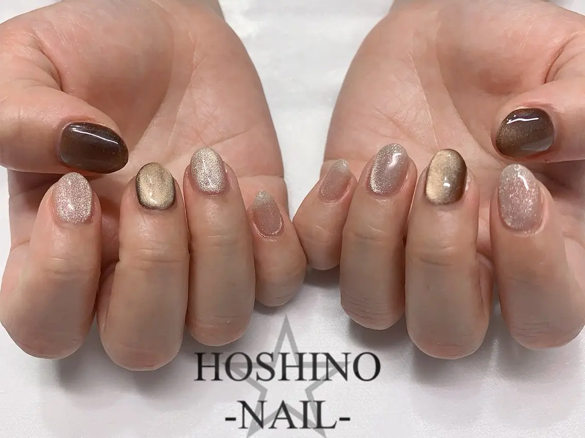 ネイル アートネイル キラキラネイル マグネットネイル ピンク シンプルネイル ★Rena Nail★のネイルデザイン