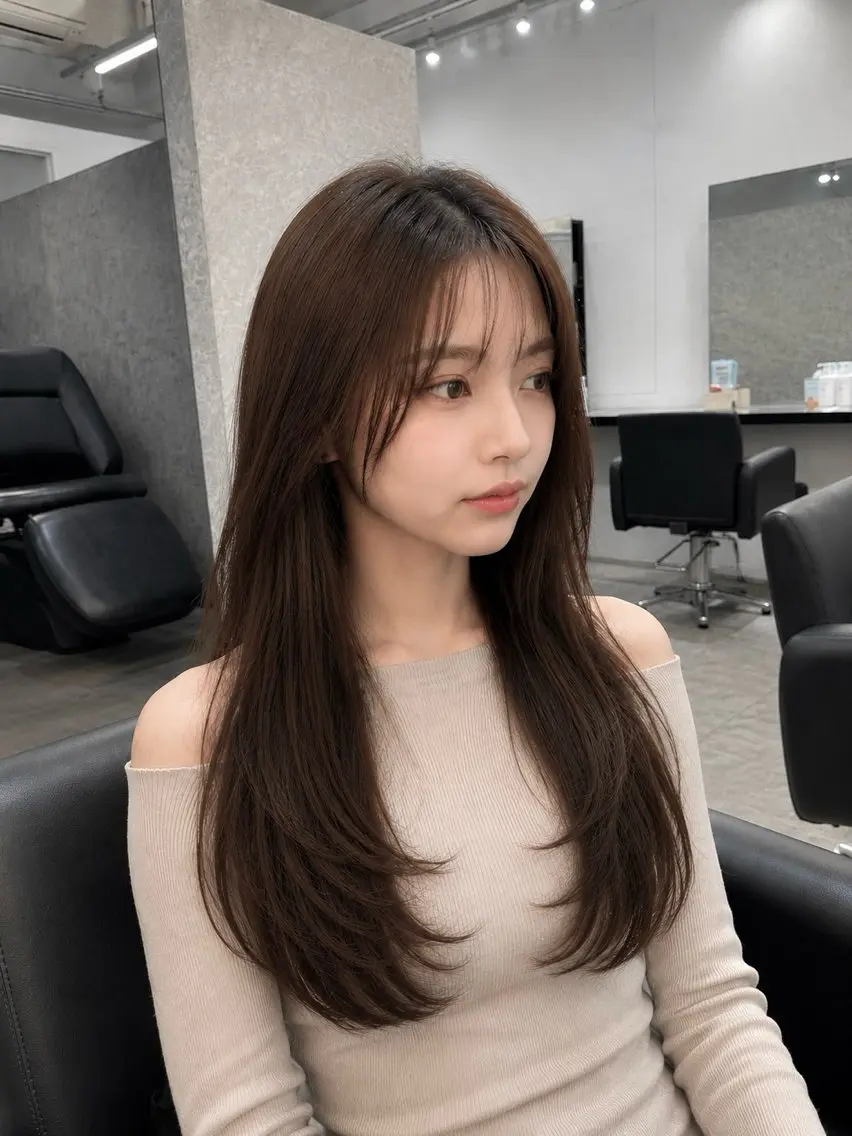 セミロング レイヤーカット 縮毛矯正 トリートメント 髪質改善×韓国ヘア HIROのヘアスタイル