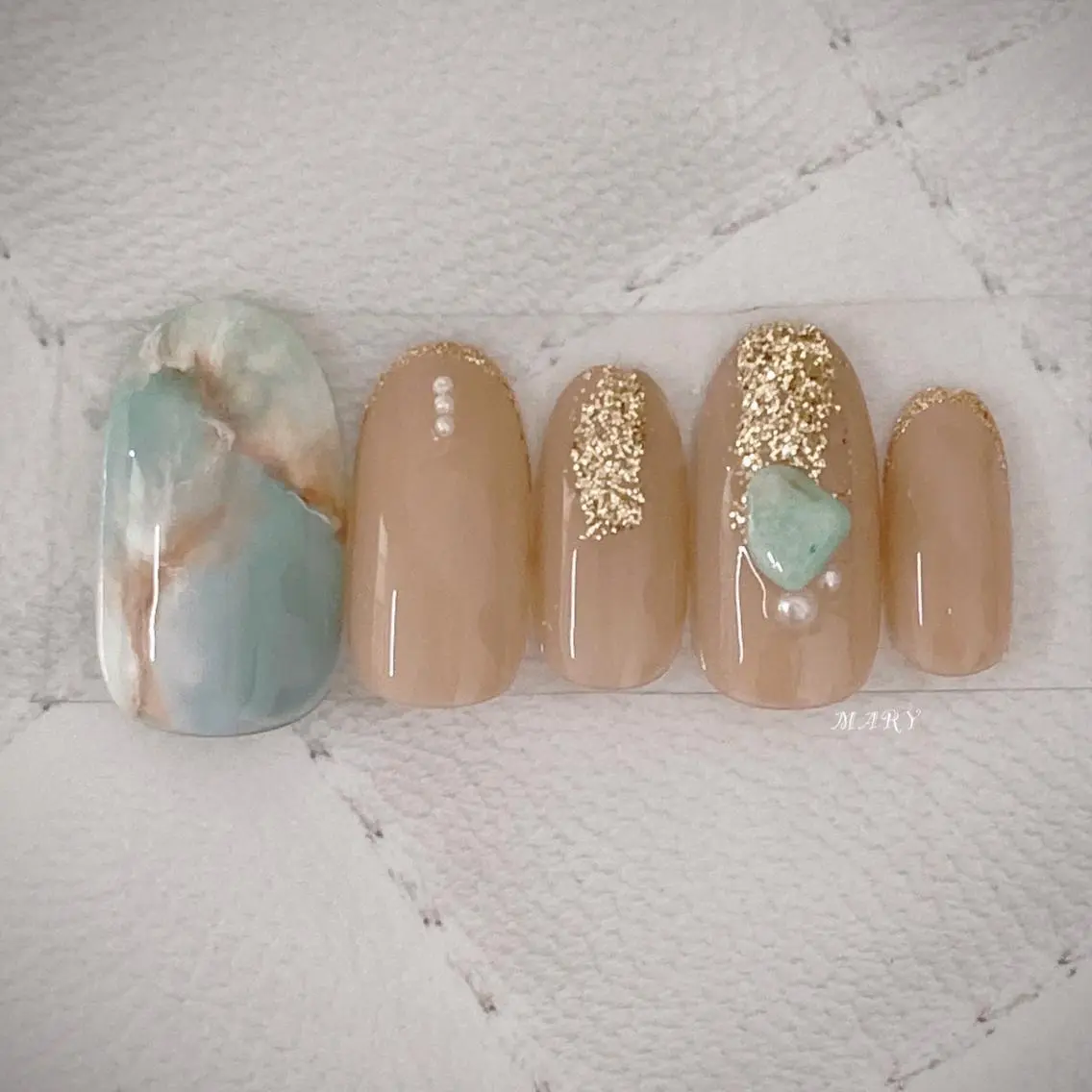 ネイル 大理石ネイル(マーブル) ニュアンスネイル ワンカラーネイル ハンドネイル Mary nail .narumiのネイルデザイン