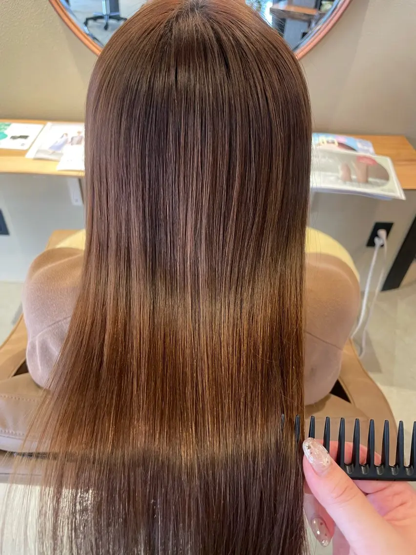 ロング 縮毛矯正 トリートメント 青木 紗耶のヘアスタイル