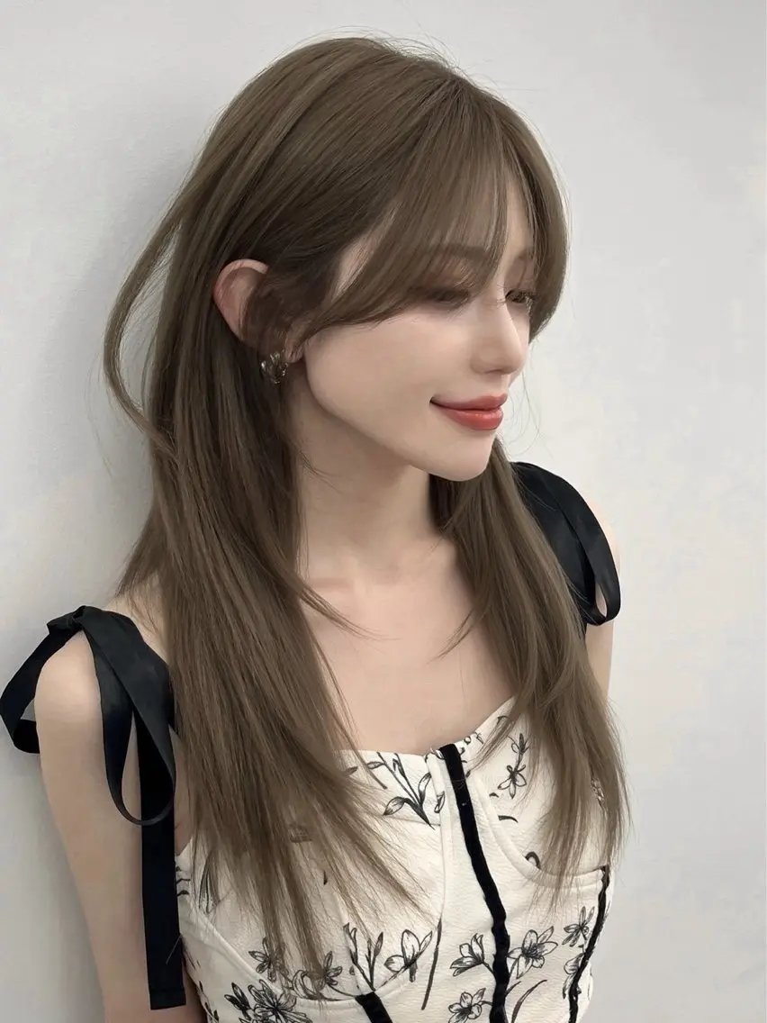 ロング くびれヘア 顔周りカット 韓国風ヘア レイヤーカット シースルーバング カット ヘアカラー トリートメント ヘッドスパ ヘアセット 韓国ヘア×2way 🇰🇷和知拓郎のヘアスタイル