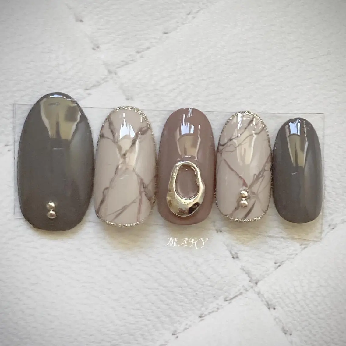 ネイル アートネイル 大理石ネイル(マーブル) ニュアンスネイル ハンドネイル Mary nail .narumiのネイルデザイン
