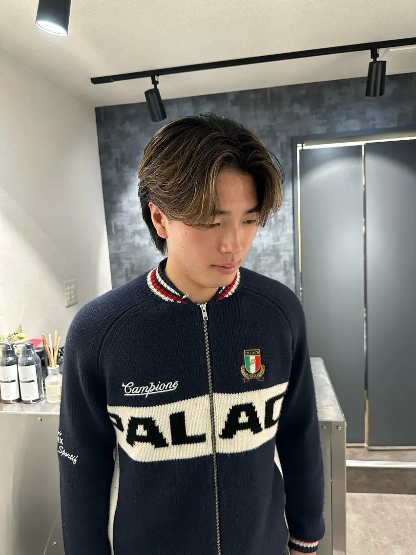 カラー メンズ センターパート 💈原宿指名No.1 センターパート💈のヘアスタイル