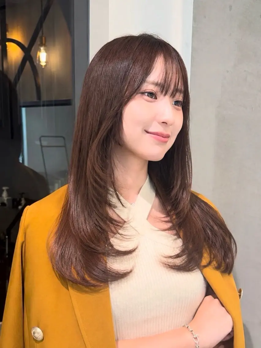 ロング レイヤーカット カット ヘアカラー 縮毛矯正 トリートメント 💙レイヤー縮毛矯正 大宮/虎白💙のヘアスタイル