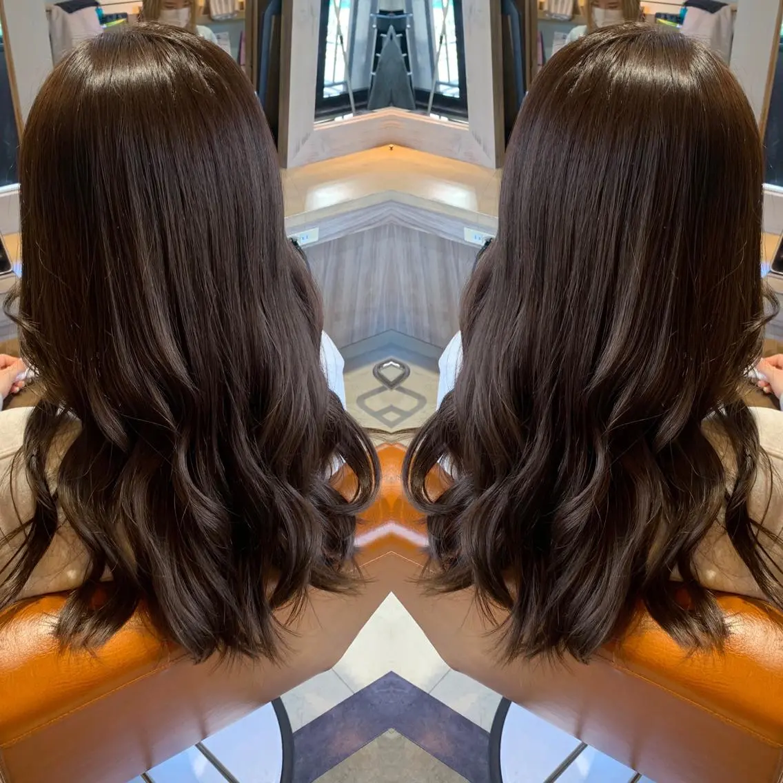 セミロング カラー ブラウンカラー ショコラブラウン 韓国🇰🇷 ✂︎hair 内田愛のヘアスタイル