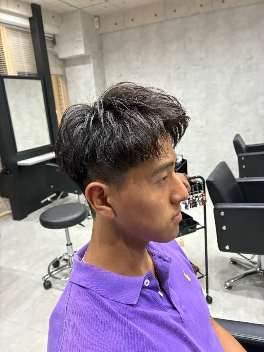 ショート メンズ アップバング カット トリートメント ヘアセット 垢抜けメンズパーマ /颯太のヘアスタイル