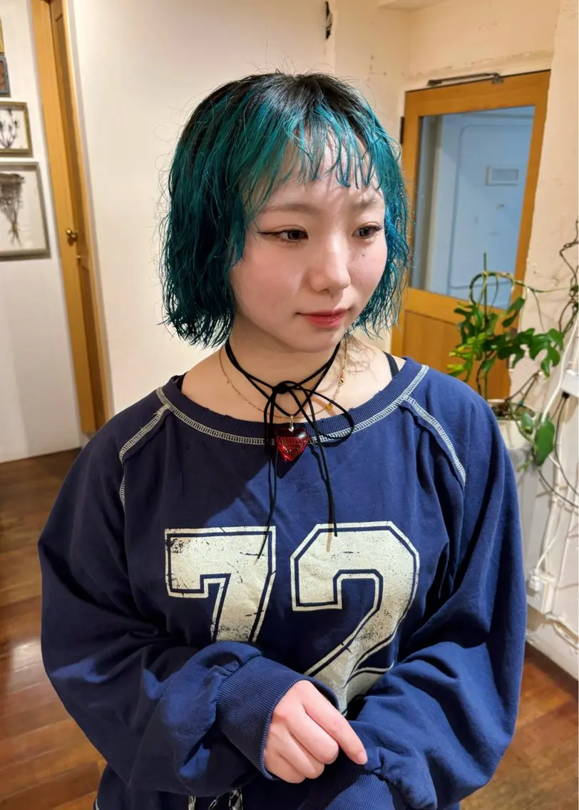 ミディアム カラー パーマ 黒髪 透明感カラー ✨️透明感･艶カラー ✨️RINのヘアスタイル