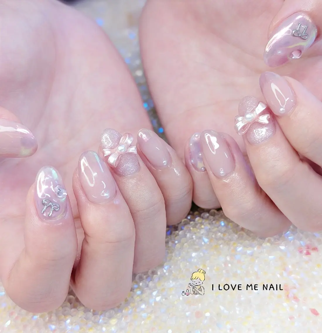 ネイル 長さ出し ハート 韓国ネイル マグネットネイル ニュアンスネイル ハンドネイル I LOVE ME NAIL.。.:*♡のネイルデザイン