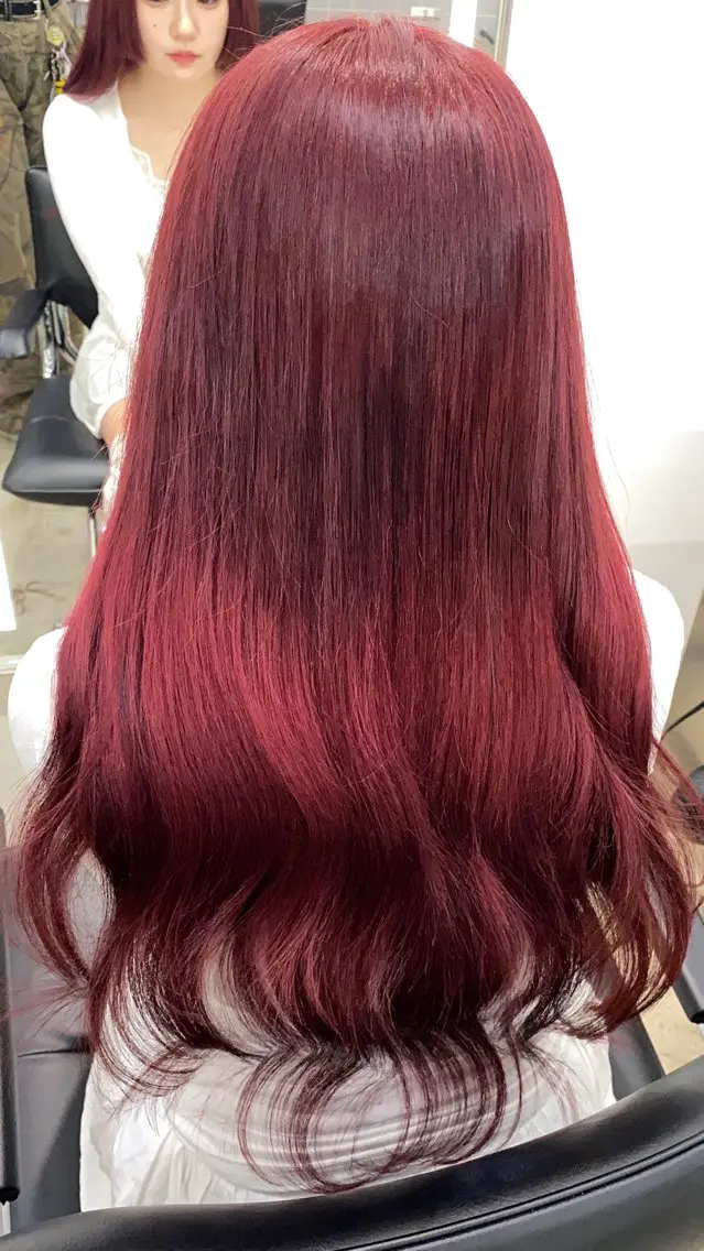 ロング カラー プルエクステ レッドカラー エクステ ヘアカラー トリートメント 🧡YUKA🧡 渋谷/プルエクステのヘアスタイル