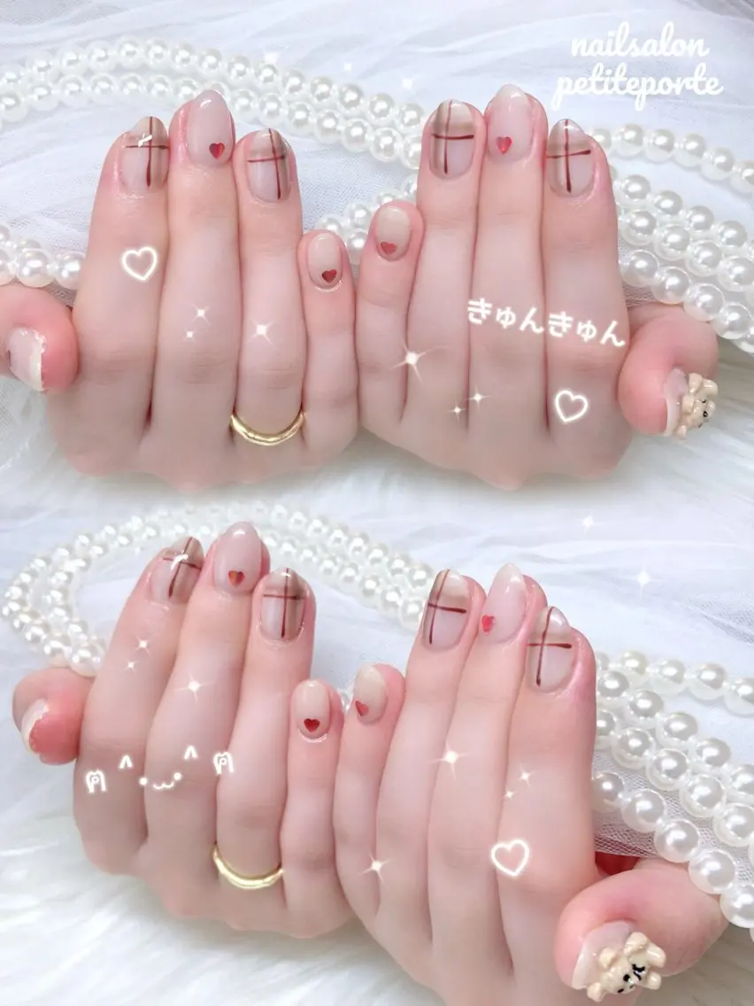 ネイル ガーリー ハート オフィスネイル シンプルネイル ハンドネイル petite porteのネイルデザイン
