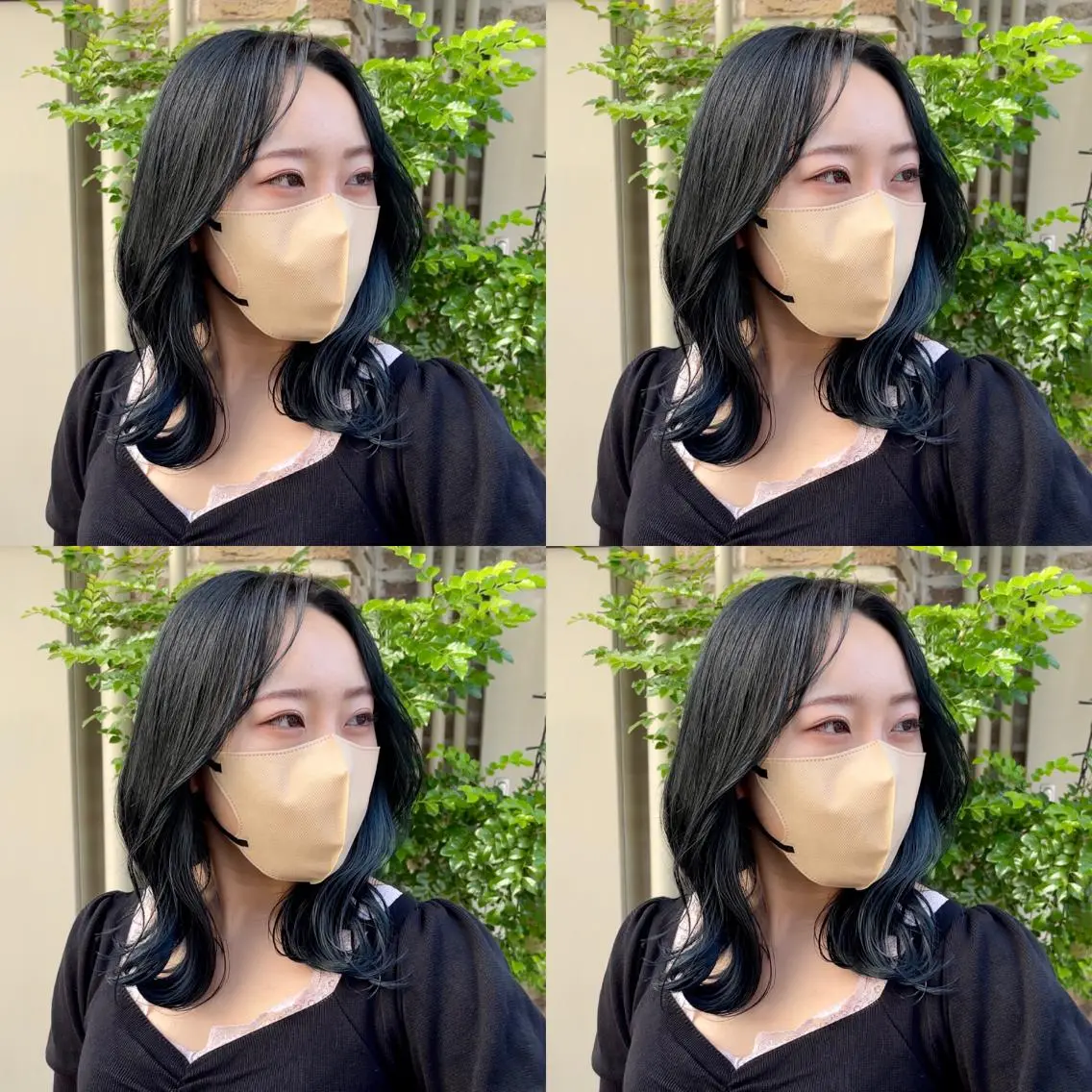 ミディアム カラー 黒髪 ブルーカラー ブルーブラック 透明感カラー オレンジ カット ヘアカラー トリートメント ヘッドスパ 大人可愛い透明感🌟 小顔・韓国髪🌟野中のヘアスタイル