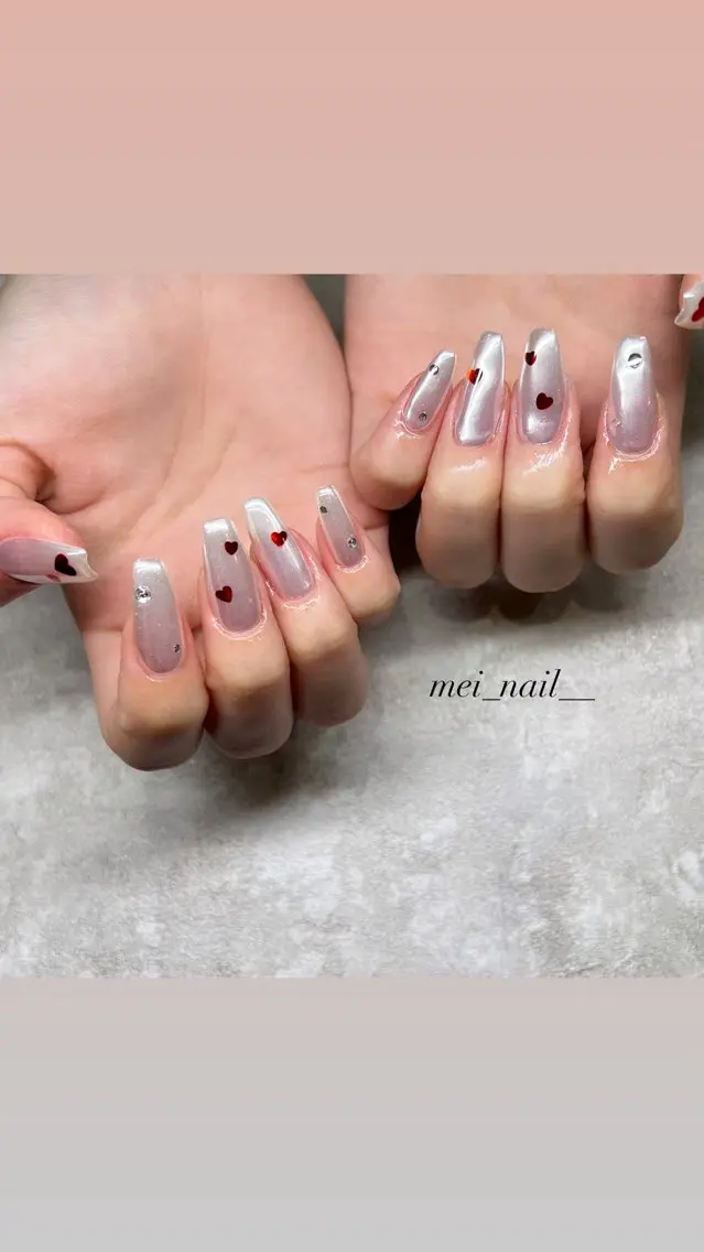 ネイル ミラーネイル ホワイト ハンドネイル est nail 永山のネイルデザイン