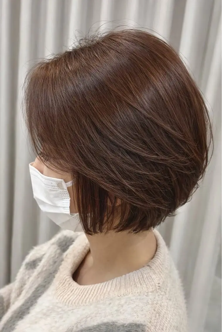 ショート カット センターパート 韓国ヘア・綾也のヘアスタイル