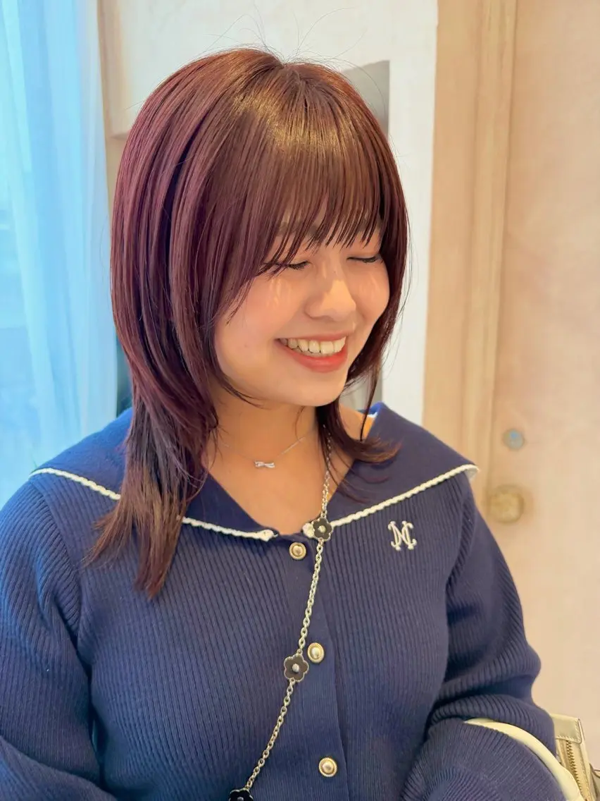 ミディアム 顔周りカット レイヤーカット 似合わせカット 中里 恵梨のヘアスタイル