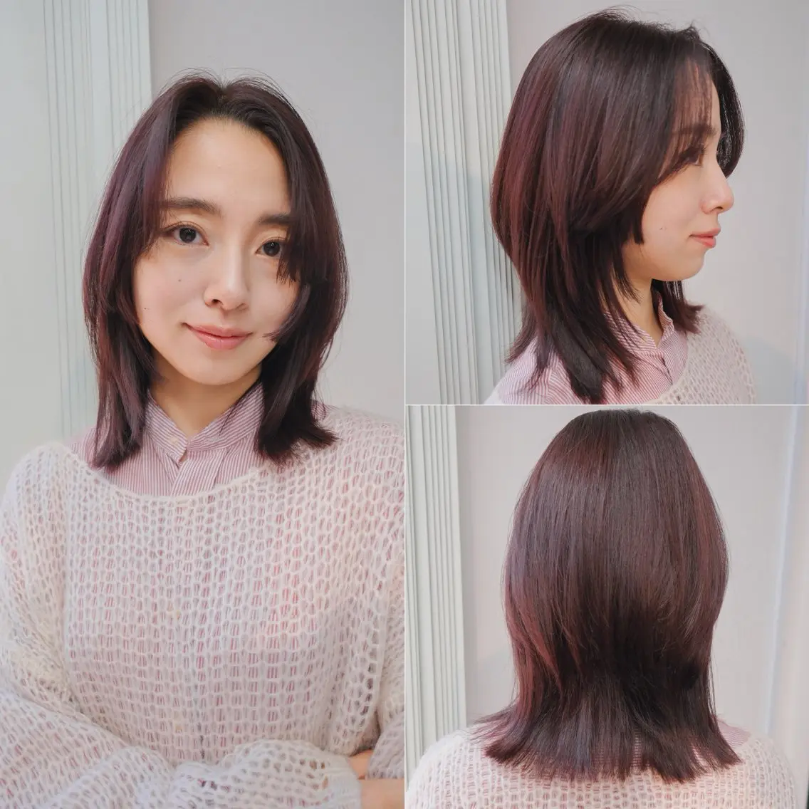 ミディアム レイヤーカット カット ヘアカラー ボブ/ミディアム 親しみやすさ/さくらのヘアスタイル