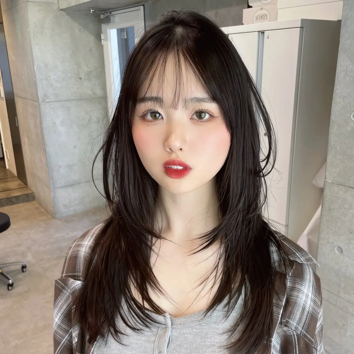 ロング 顔まわりレイヤー ハッシュカット 髪質改善 韓国風ヘア レイヤーカット カット 韓国レイヤー/透明感 /髪質改善/アジキのヘアスタイル