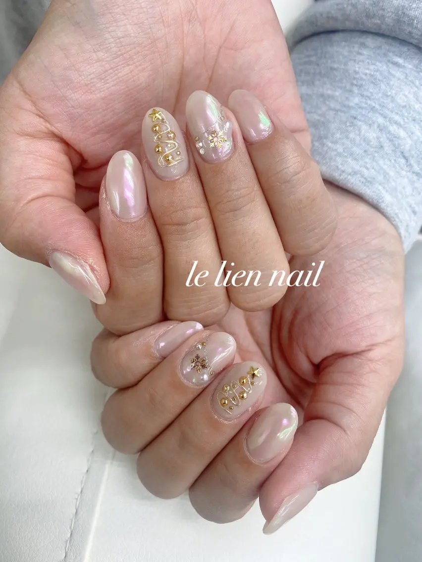 ネイル アートネイル キラキラネイル 冬ネイル クリスマス le lien nailのネイルデザイン