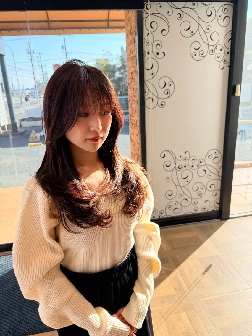 ロング カラー ブラウンカラー ピンクカラー ピンクブラウン 韓国風ヘア レイヤーカット 🇰🇷韓国ヘア/ 山本瑞己のヘアスタイル