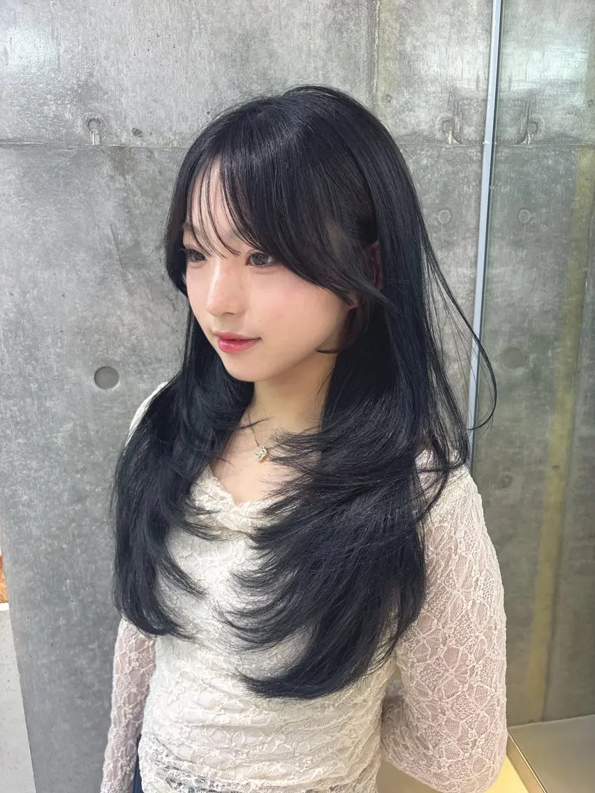 ロング カット ヘアカラー 縮毛矯正 トリートメント 顔周り🇰🇷韓国 レイヤー/モエのヘアスタイル