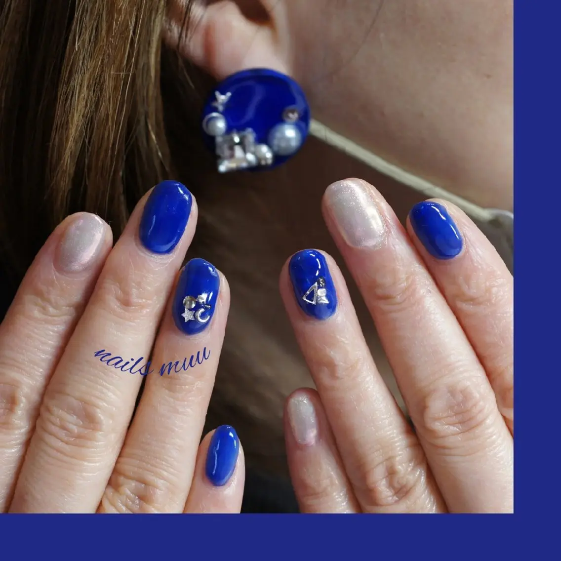 ネイル ブルー ネイビー nails muu まゆのネイルデザイン