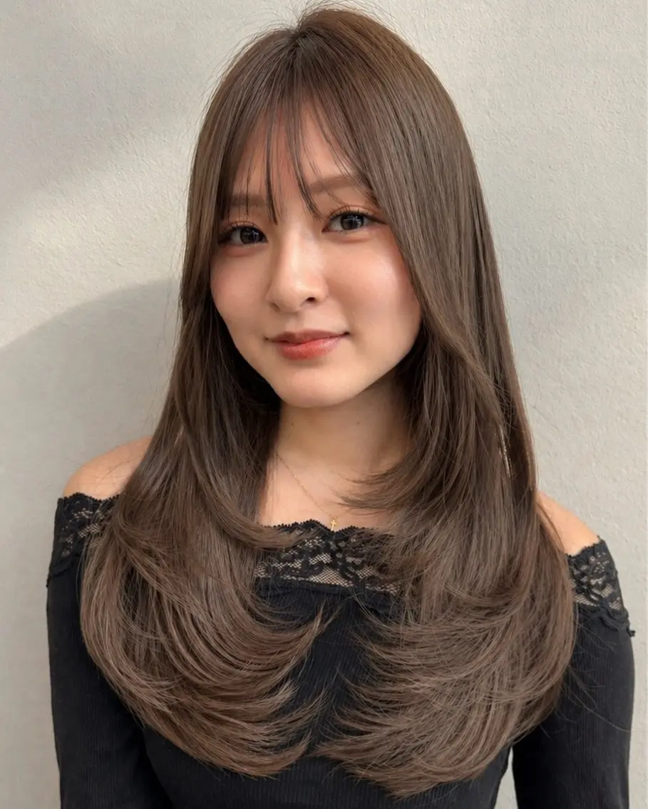 ロング カラー グレージュ シアーグレージュ レイヤーカット カット ヘアカラー トリートメント レイヤー🩰髪質改善 /透明感/kanaのヘアスタイル