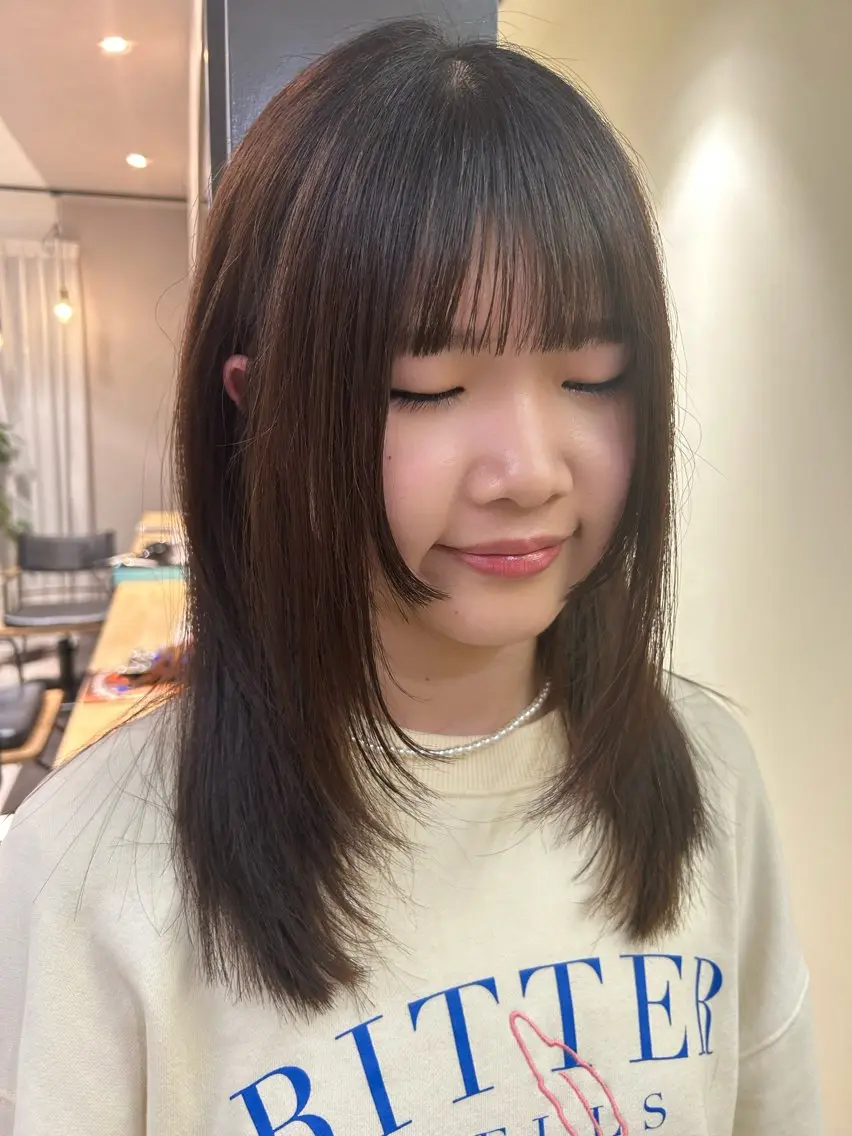 ロング カラー 姫カット レイヤーカット hubhair レイヤー/透明感のヘアスタイル