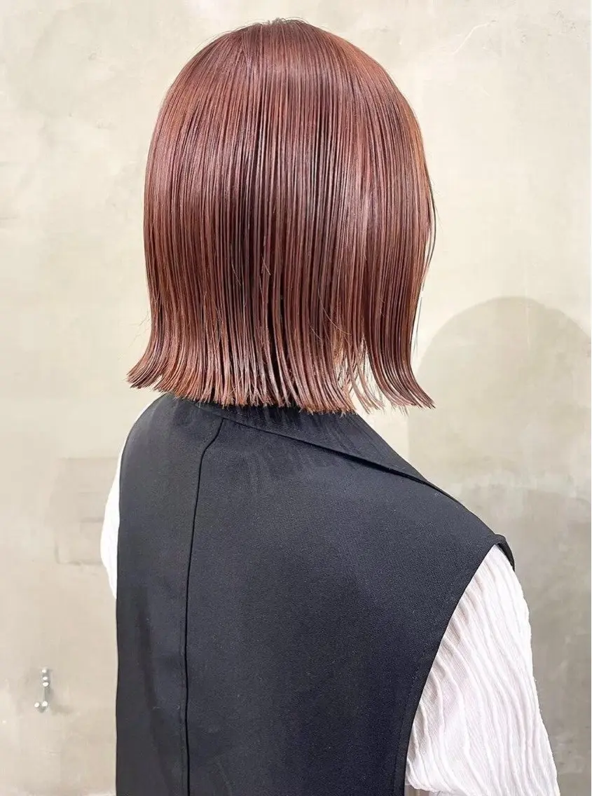 カラー ヘアカラー トリートメント まろみ暖色×ボブ ×chia🕯のヘアスタイル