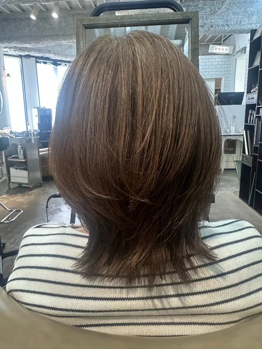 ミディアム カット 縮毛矯正 妙見 知洋のヘアスタイル