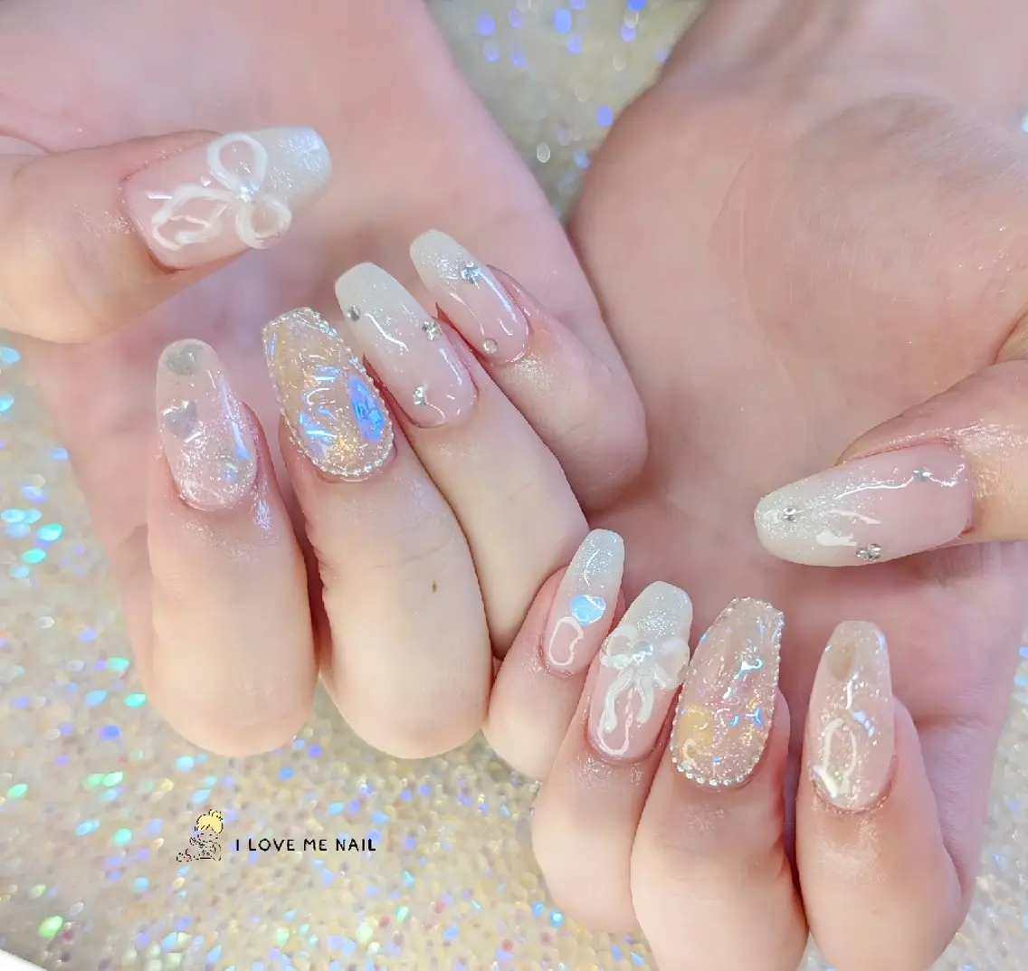 ネイル 長さ出し ハート 韓国ネイル マグネットネイル ニュアンスネイル ハンドネイル I LOVE ME NAIL.｡.:*♡のネイルデザイン