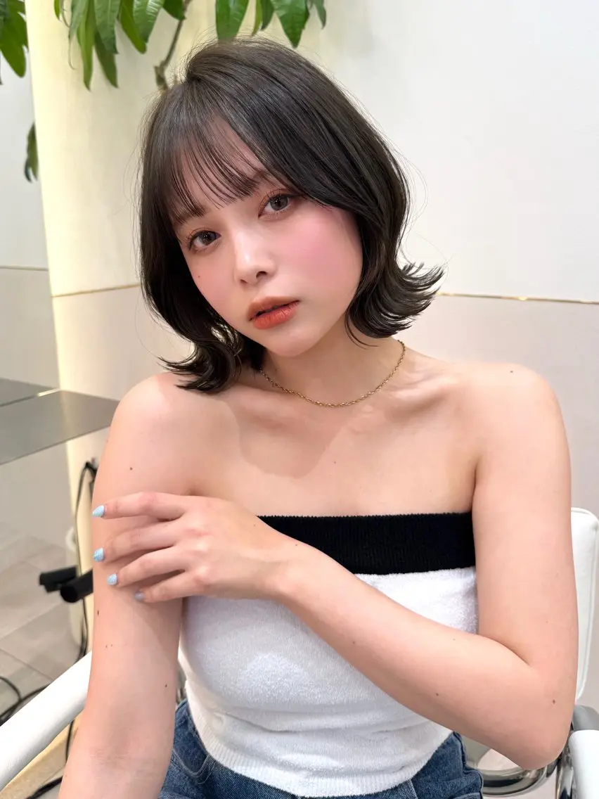 ミディアム カット ヘアカラー トリートメント 新宿/髪質改善/ボブ 韓国レイヤー大重聖斗のヘアスタイル