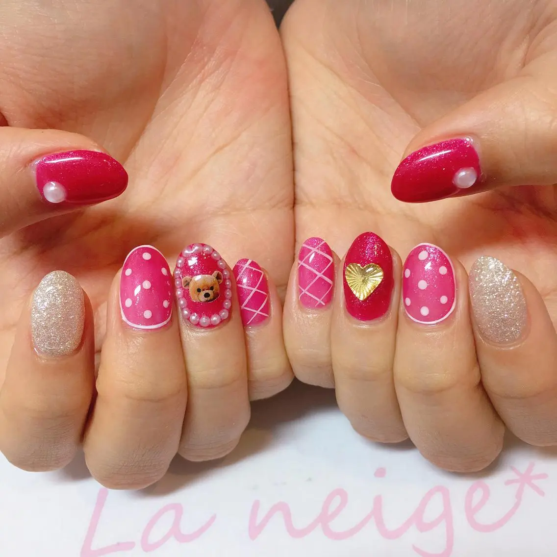ネイル ハート La neige* yuki 🐩🌙のネイルデザイン