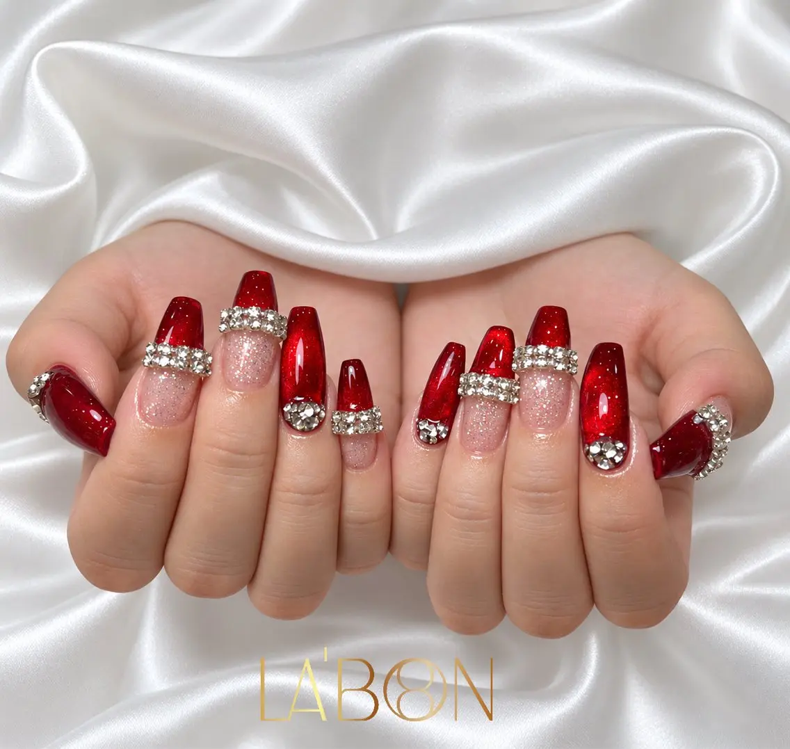 ネイル アートネイル ジェルネイル キラキラネイル 韓国ネイル ロングネイル Labon Nails Artのネイルデザイン