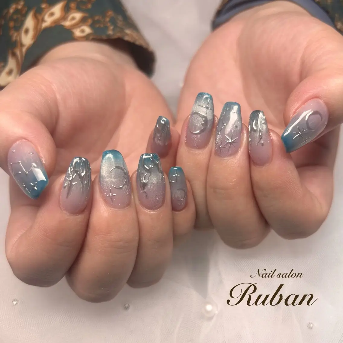 ネイル アートネイル グラデーション マグネットネイル 持ち込み Nail salon Rubanのネイルデザイン