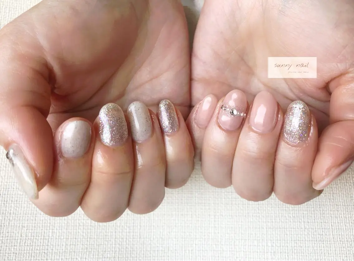 ネイル アートネイル カジュアル ジェルネイル ニュアンスネイル パラジェル sunny nailのネイルデザイン