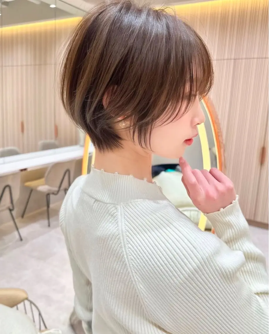 ショート ショートボブ 韓国風カラー ボブ くびれヘア 髪質改善 ボブ/顔周りカット /縮毛矯正/鈴木隆太のヘアスタイル