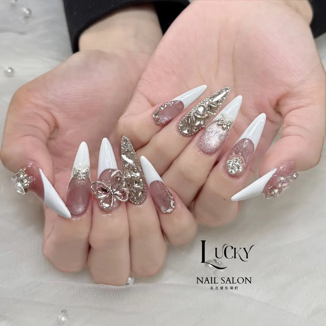 ネイル アートネイル ジェルネイル ロングネイル 持ち込み シンプルネイル ハンドネイル Lucky Nail Salonのネイルデザイン