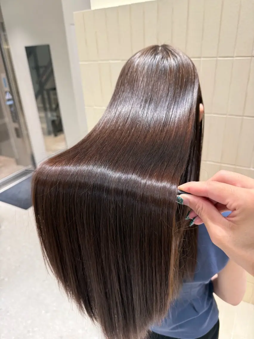 ロング パーマ ヘアアレンジ 縮毛矯正 ストレートパーマ 縮毛矯正 トリートメント 縮毛矯正/髪質改善/ ブリーチ毛/木元渓太のヘアスタイル