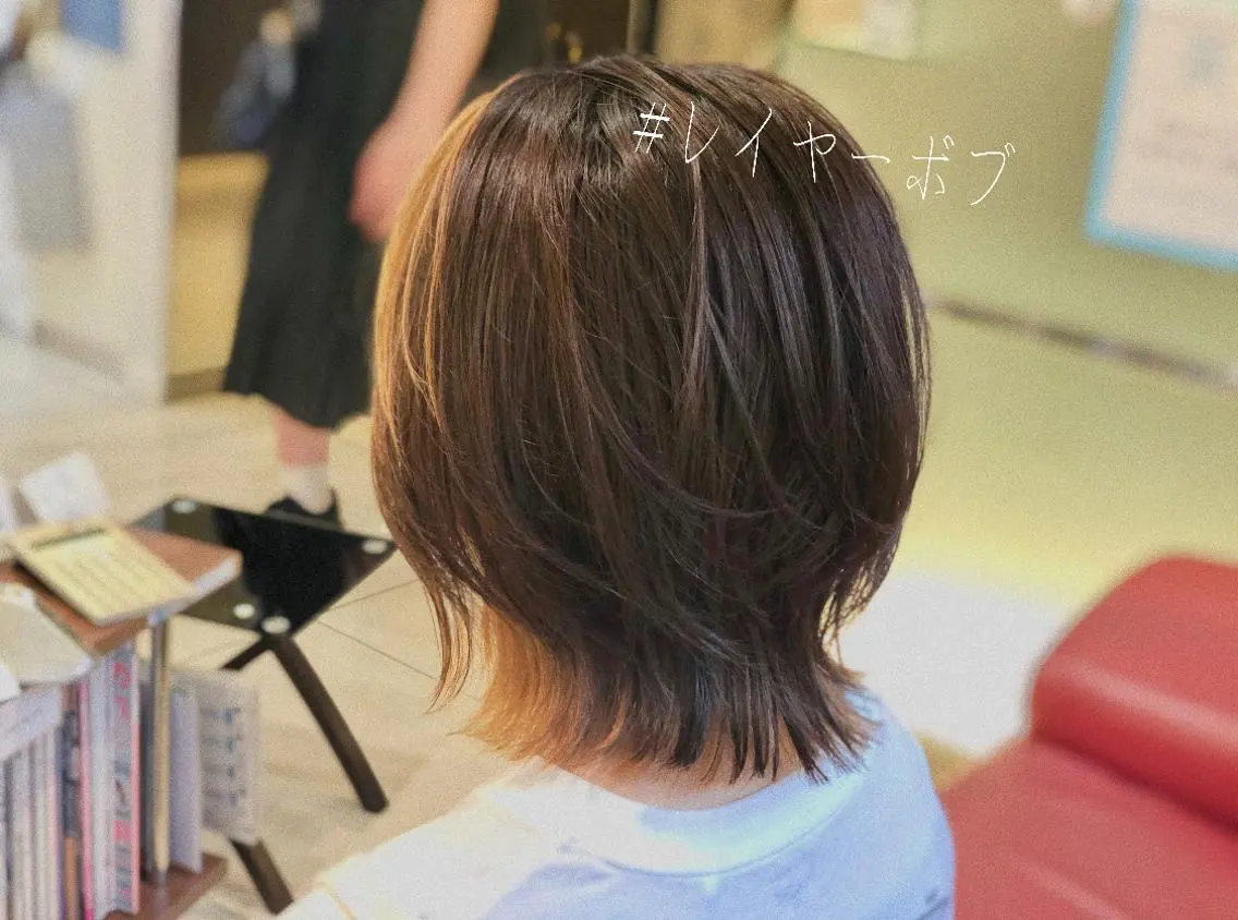 ミディアム ボブレイヤー ボブ レイヤーカット 🌼こやま かおり🌼のヘアスタイル