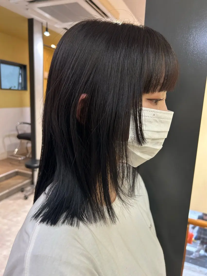 ミディアム カラー 姫カット hubhair レイヤー/透明感のヘアスタイル