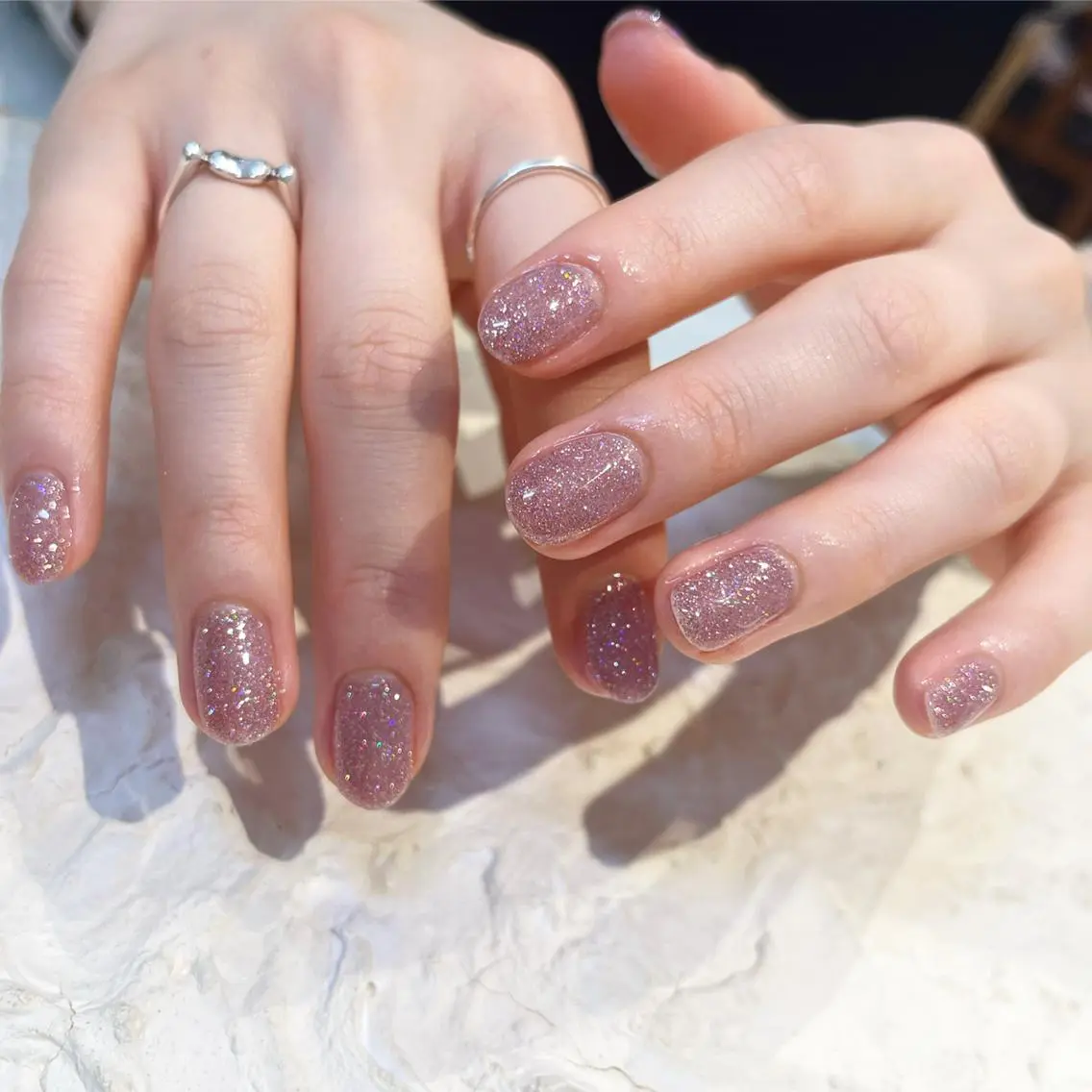 ✨HANDオフあり・なし✨ラメグラデーション*ワンカラーラメ🌸爪が綺麗にみえるケア付き🌸の写真