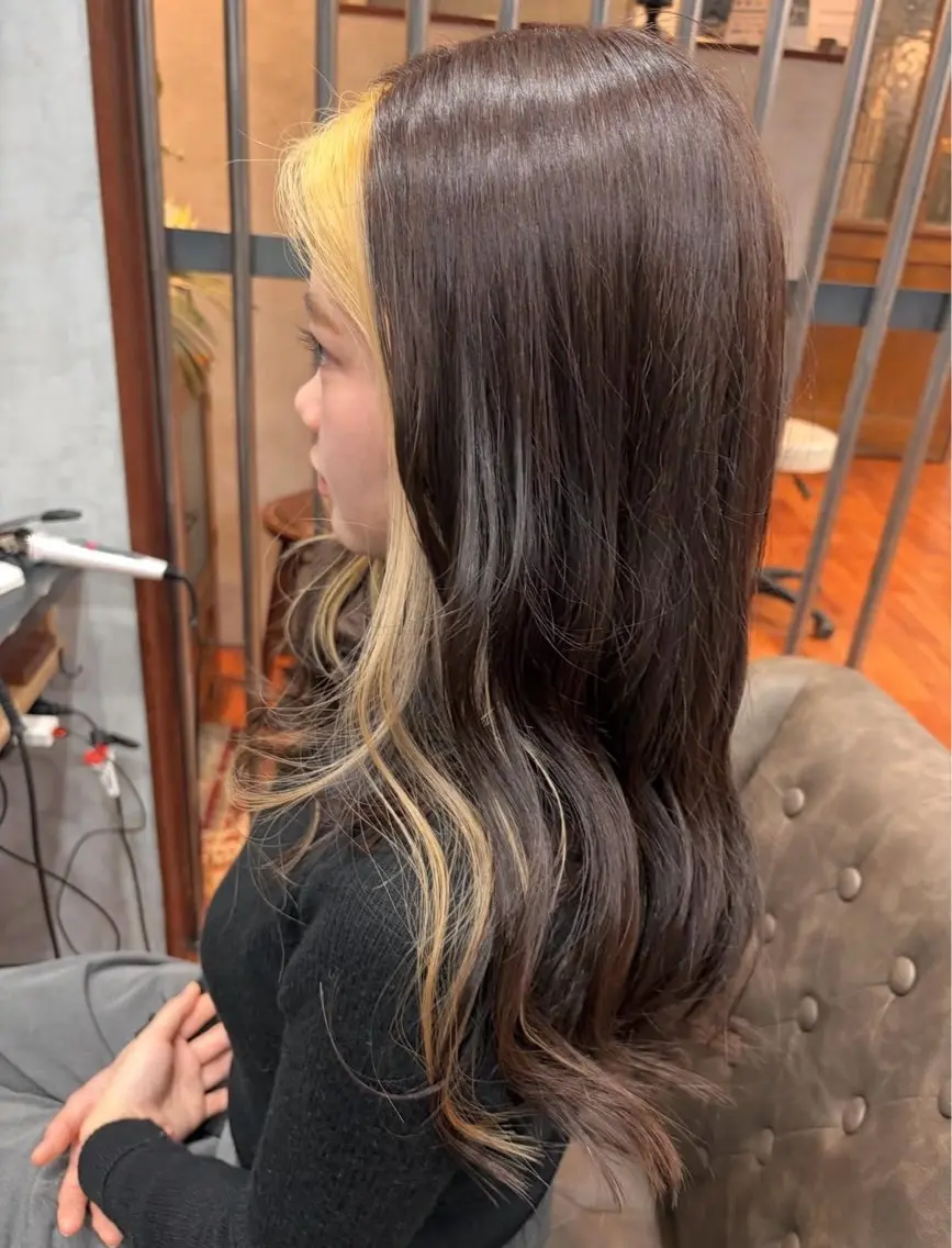 ロング カラー ヘアアレンジ ミストバング  フェイスフレーミング 烏山 達也のヘアスタイル