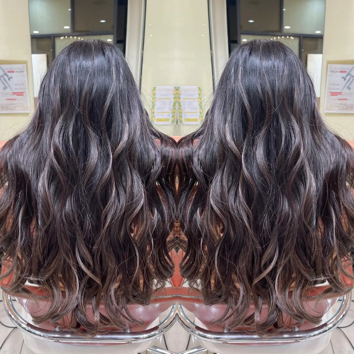 セミロング カット ヘアカラー Y Uのヘアスタイル