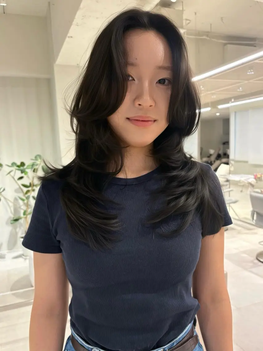 ロング カラー ベージュカラー 透明感カラー オリーブベージュ レイヤーカット カット ヘアカラー 海外レイヤー /NAGISAのヘアスタイル