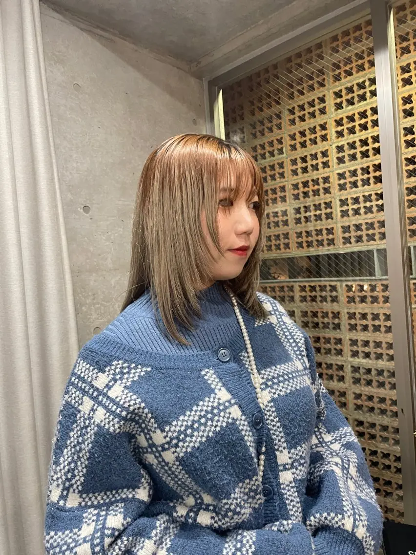 ミディアム カラー パーマ ヘアカラー 表参道🌿赤み消し カラー/チナツのヘアスタイル