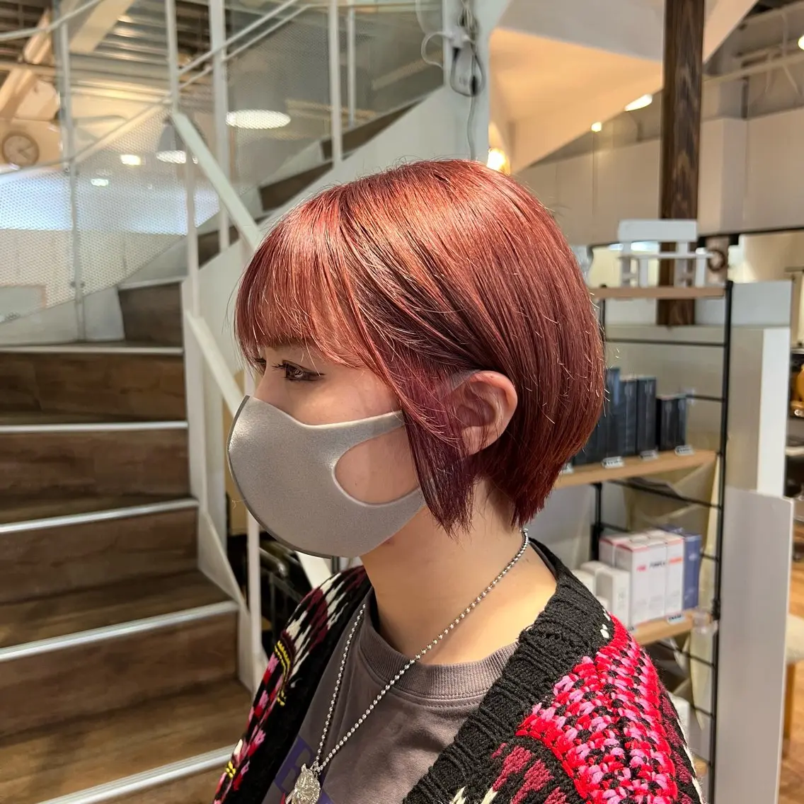 カラー ショートボブ ベージュカラー ピンクカラー ピンクベージュ ボブ ヘアカラー トリートメント インナーカラー♡ Nanakoのヘアスタイル