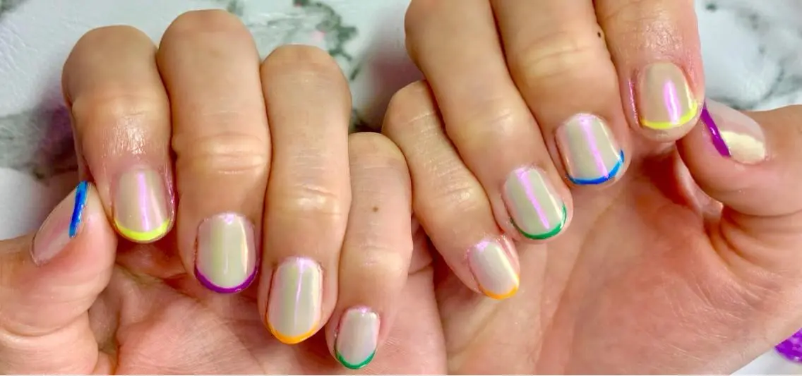 ネイル アニマル柄 アートネイル フレンチネイル ジェルネイル グリーン ハンドネイル x.1.0.nail ♡Cのネイルデザイン