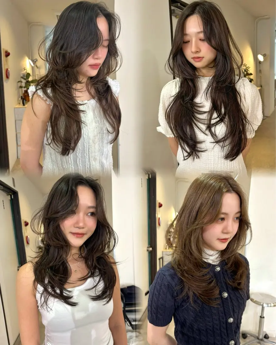 ロング カラー ブリーチ ブリーチなしカラー カット ヘアカラー mizuki/ピンク ベージュ.レイヤーのヘアスタイル