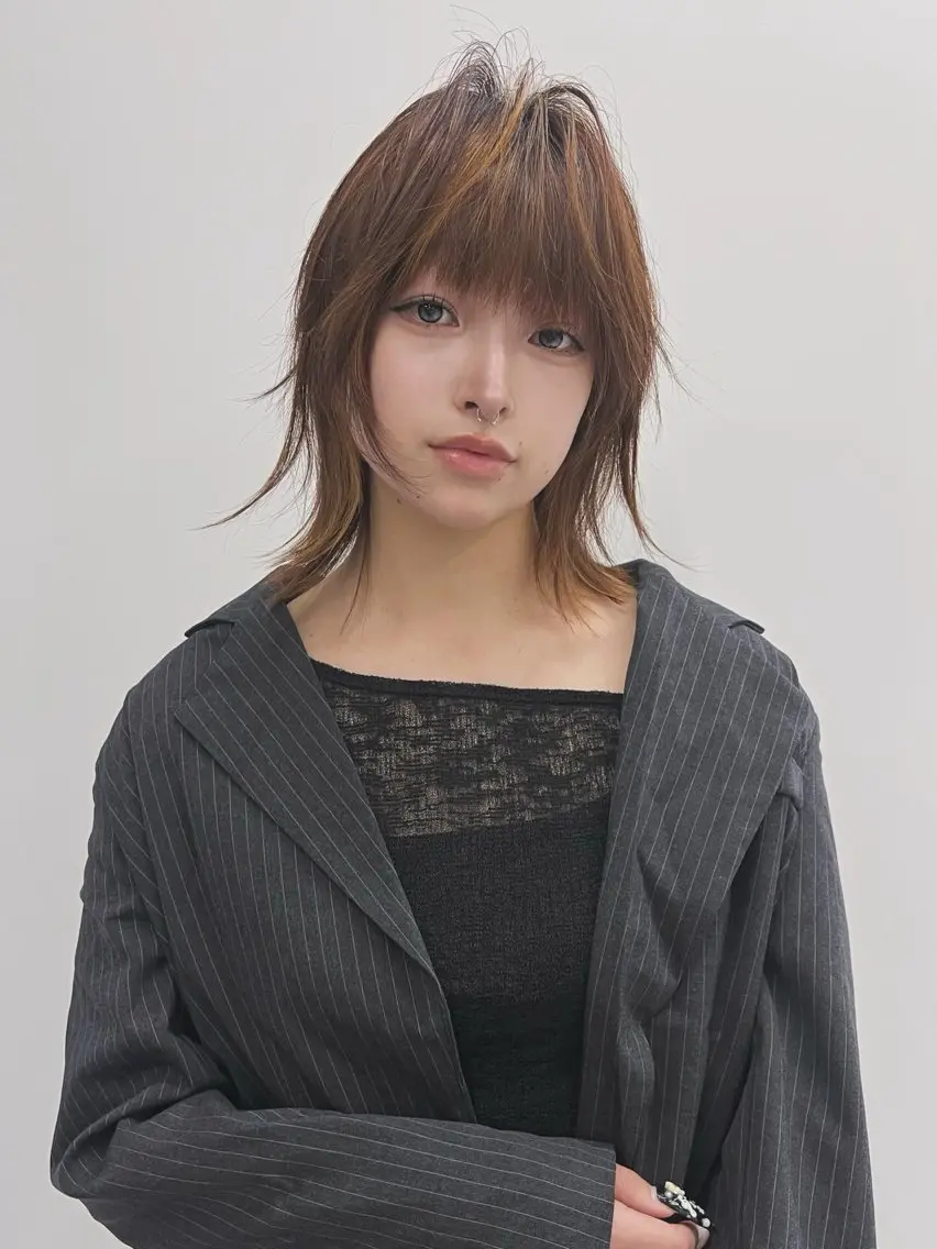 ミディアム カット 渋谷ショート、パーマ 美容師vain はるのヘアスタイル