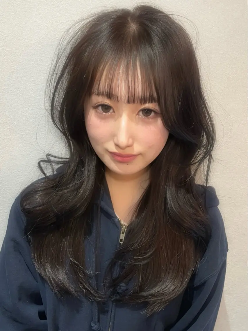 ロング カット ヘアカラー トリートメント 似合わせカット/ 顔周りカット/まりなのヘアスタイル